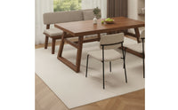 Rectangular Wooden Dining Table Wood-Grain Trestle Dining Table Modern Furniture Sturdy for Renters, Kitchen, Small Apartment