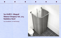 U-shaped waterproof shower curtain