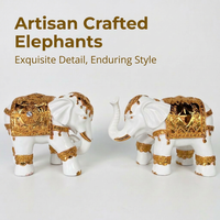 Elephant Ornament Statue Resin Collectible, Gold Elephant Figurine for Living Room, Synthetic Resin  - Image 3