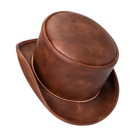 Medieval Knight Retro Hat Steampunk PU Leather Round Top Unisex Magic Hat Cosplay Prop