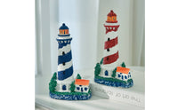 Mediterranean Lighthouse Decor Striped Design for Desktop