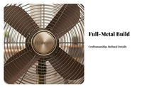 Portable Retro Electric Fan Wide Angle Oscillation Vintage Design Desk Fan Adjustable Tilt Antique Design Air Circulator 3 Speed Settings for Office, Bedroom, Living Room