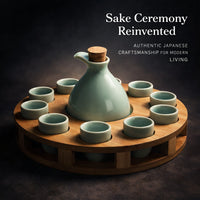 Japanese Sake Set Ceramic 12-Piece Minimalist Style