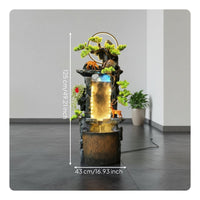 Rockery Water Feature Handcrafted Floor Standing Indoor Fountain with LED Lights Resin Material Suitable for Feng Shui Enthusiasts Business Owners Home Decoration