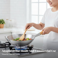 Food Grade Round-Bottom Wok Uncoated Stir-Fry Pan sturdy Duty Cookware No Synthetic Coatings for Home Cooks, Cooking aficionados, outdoor enthusiasts, Gas Stovetops, Commercial Kitchen, BBQ, Camping