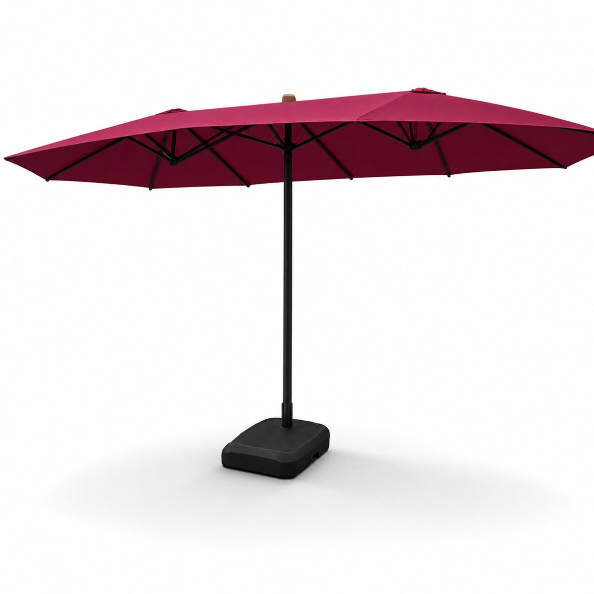 Three-Head Patio Umbrella Windproof Patio Umbrella with Base Waterproof Parasol for Business Owners, Cafe, Market Stalls, Backyard