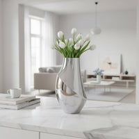 Silver Vase Textured Surface Decorative Vase Easy to Clean Decor Piece for Office