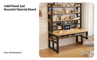 Computer Desk with Pegboard Desk with Hutch Study Desk with Bookshelf Workstation Desk Solid Wood Board Top and Reinforced Steel Frame Suitable for Work Study Gaming Home Office Dorm Room