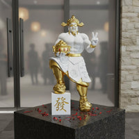 Muscular God of Wealth Statue Housewarming Gift Cai Shen Statue for Shop Counter