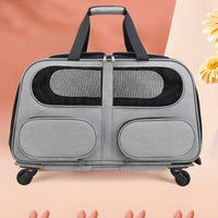 Portable Pet Trolley Case Large Capacity Pet Suitcase Lightweight Rolling Feline Carrier Ventilation System for Outdoor