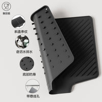 Silicone Drainage Mat for Kitchen Countertop, Dish and Fruit Drying Pad, Heat-Resistant and Non-Slip