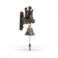 Antique-Style Wall Sign with Bell Ornate Decorative Wall Bell Rustic Decor Welcome for Patio