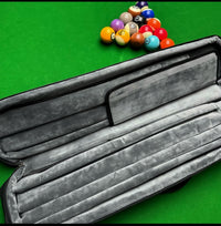 Black Leather Grain Billiard Cue Bag with 7 Pockets