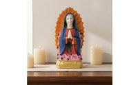 Tabletop Resin Figurine Rose Details Religious Decor Gold-Colored Base