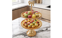 Tiered Stand with Mirrored Trays Ornate 2-Tier Dessert Stand Decorative Cupcake Display Display Stand for Party Hosts, Brides, Afternoon Tea