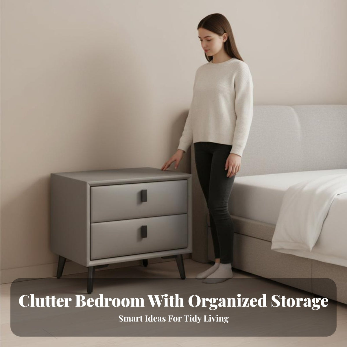 Two-Drawer End Table Minimalist and aesthetic Nightstand Space-Saving for residents