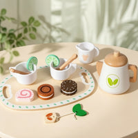 Wooden Tea Party Set Imaginative Tea Party Set Realistic Toy for Young Children, Playroom