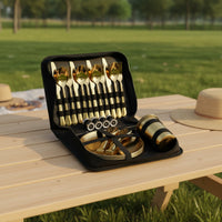 Stainless Steel Dining Cutlery Set Picnic Cutlery Set with Carrying Case Reusable Mess Kit for Camping, Picnics