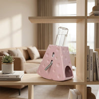 Cheese Ceramic Water Dispenser Hamster Water Bottle, 125ml Hamster Water Bottle with Stand, Leak-Resistant Cheese Water Bottle for Small Animals