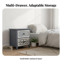 2-Drawer Nightstand Nordic aesthetic Bedside Table Distressed Finish Vintage Look for Interior Decorators
