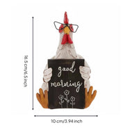 Cock Figure and Hen Statue Cute Chicken Figurine Set Creative Design for Desktop