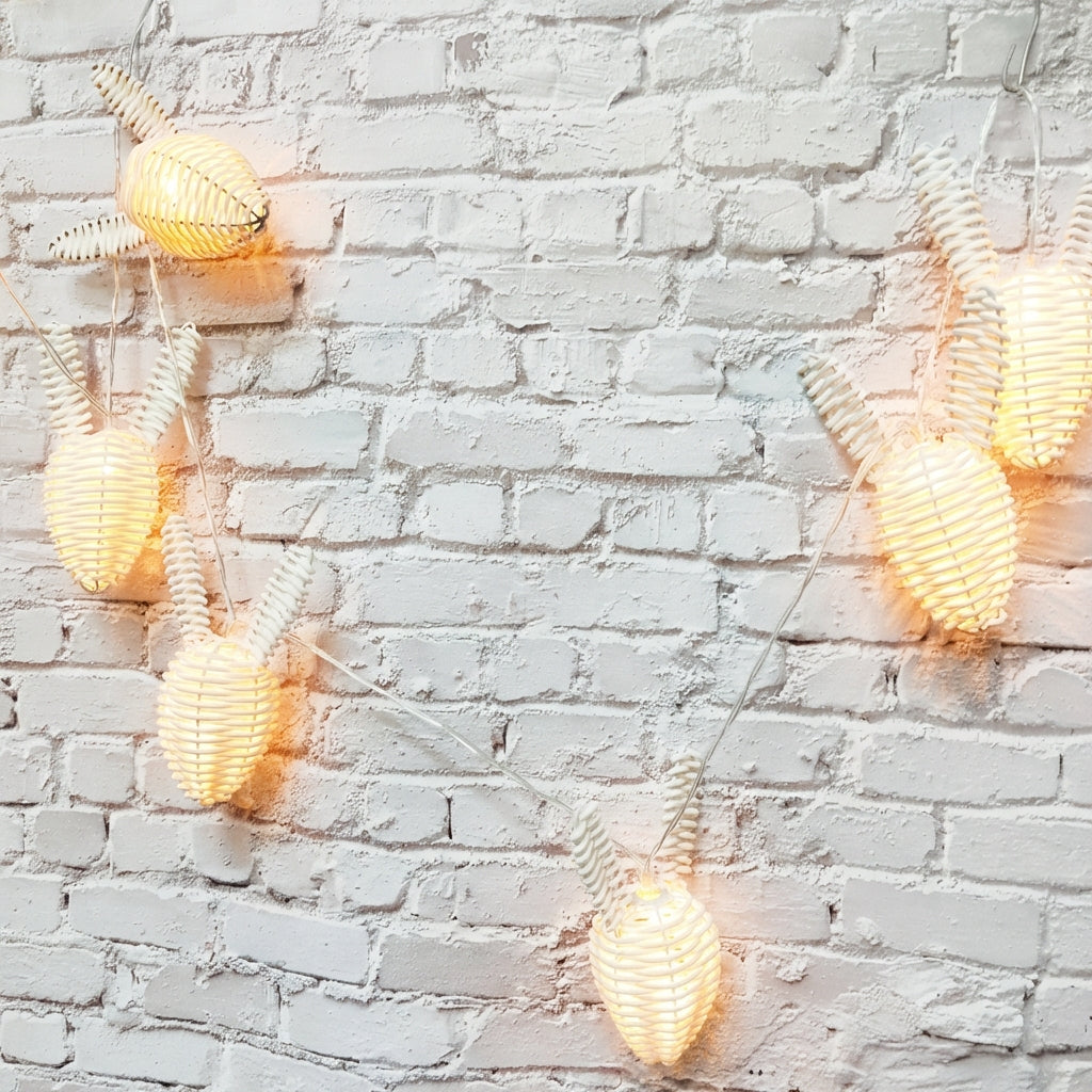Rattan Bunny Head Lights Battery Operated Easter Bunny String Light Indoor Outdoor Use Holiday Decoration for Kids, Families, Garden, Bedroom, Spring