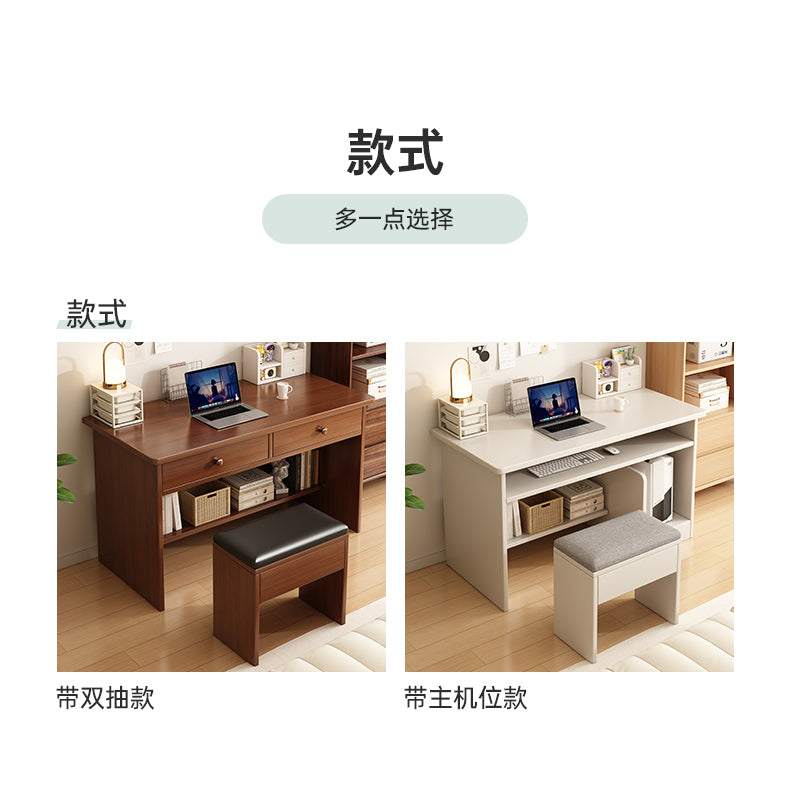 书桌学生家用小户型学习写字桌卧室简易床边一体靠墙带抽屉电脑桌 【单桌★带抽屉】橡胶木色60CM（注:此项为高硬度复合板）