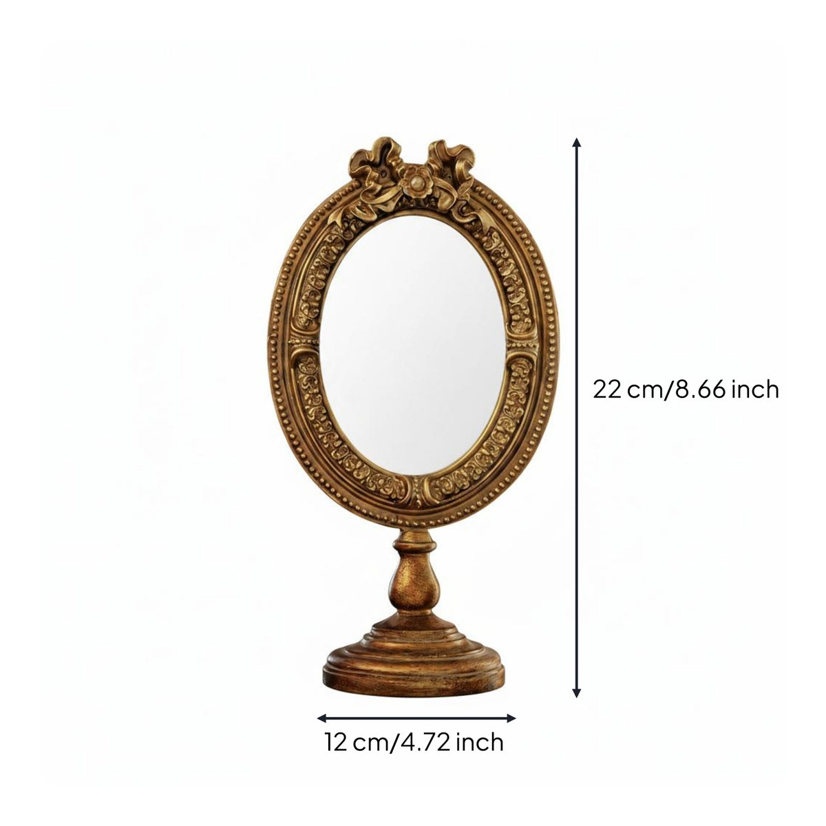 Oval Tabletop Mirror Pedestal Base Home Decor Decorative