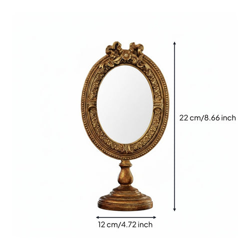 Oval Tabletop Mirror Pedestal Base Home Decor Decorative