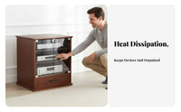 Solid Wood Amplifier Cabinet Lockable Wooden Stereo Cabinet with Lock Heavy Duty Construction AV Component Rack for Audiophiles, KTV, Conference Room