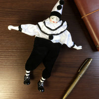 Dangling Leg Clown Ornament Collectible Ceramic Pierrot Doll Vintage Style House Decoration for Collectors