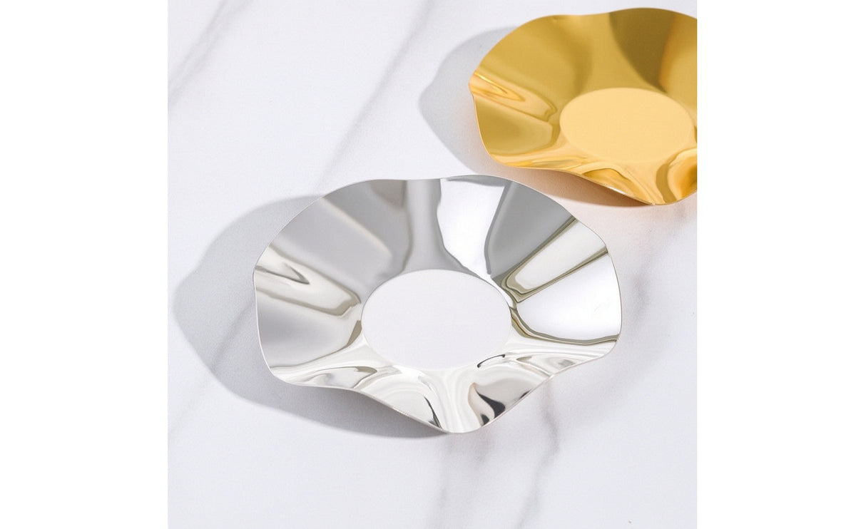 Metal Tray with Mirrored Finish Reflective Decorative Jewelry Tray Polished Trinket Dish for Vanity, Dresser, Bedside Table
