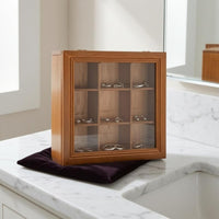 9-Compartment Box Compartmented Tray Wooden Compartment Box Wood Finish for Desk