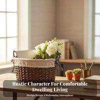 Round Woven all-purpose organizer Handmade Storage Basket Rustic Design for Desktop, Bedroom