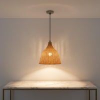 Bamboo Chandelier Material Woven Pendant Light Artistic Woven-Rattan Hanging Lamp for Restaurant, Cafe, Hotel