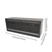 Carbon Fiber Pattern Watch Winder Cabinet 4 Slot Watch Winder with Glass Door Wooden Furniture Rotating for Bedroom