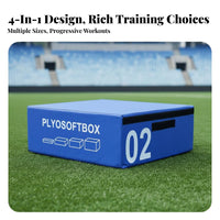 4 Pieces 4-Piece Soft bound Box Set Stable Non-Tip Construction Stackable Foam Plyo Box Easy to Clean Cover Built-in Handles