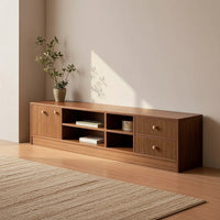 TV Cabinet Modern-Contemporary TV Stand Low-Profile Media Cabinet with Open Shelves for Renters, Small Living Rooms, Apartments