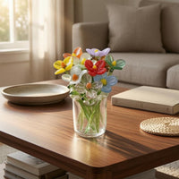 Glass Flower Arrangement Glossy Surface Room Accent Compact Size for Indoor