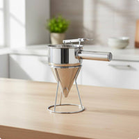 Stainless Steel Batter Dispenser Stainless Steel Batter Funnel Stand Included Syrup Funnel Dispenser for Cooking