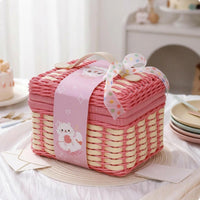 Woven Gift Box Rectangular Storage Bin Sturdy for Parties