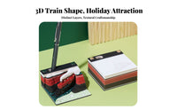 125 Sheets Creative Gift Christmas Train Paper Model Non-Sticky Notes Tear-Away Sculpture Memo Block Includes Acrylic Display Case