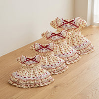 Handmade Original Red Yellow Patchwork Puffy Skirt for Dogs, Lightweight Breathable Summer Pet Dress