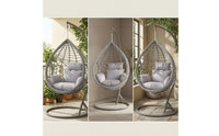 Rattan-Style Hanging Basket Chair Woven Egg Chair with Stand Freestanding Weather Resistant for Sunroom