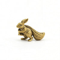 Brass Rabbit Antique-Style Tea Pet Detailed for Desk, Bookshelf, Collectors
