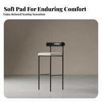 Minimalist High-Legged Stool Padded Backrest Counter Chair Upholstered Seat