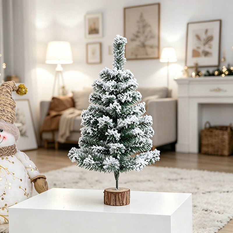 Flocked Christmas Tree with Plastic Foot for Scene Decoration