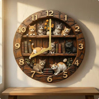 Feline Wall Timepiece Gold Numerals Retro Feline Timepiece Analog Three-Hand
