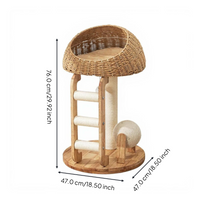 Multi-level compact wood cat tree