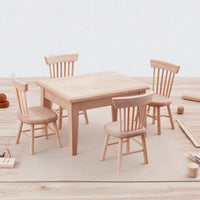 5 Pieces Dollhouse Dining Set 1/12 Scale Miniature Dining Table with Chairs Dollhouse Table and Chairs for Kids